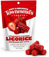 Townesend's Treats Strawberry Licorice Candy (1 pack) - Soft & Chewy Australian Licorice Twists - Gourmet Strawberry Licorice - 12 Ounce Bag - Red