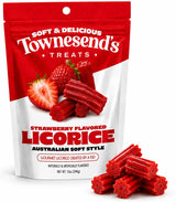 Townesend's Treats Strawberry Licorice Candy (1 pack) - Soft & Chewy Australian Licorice Twists - Gourmet Strawberry Licorice - 12 Ounce Bag - Red