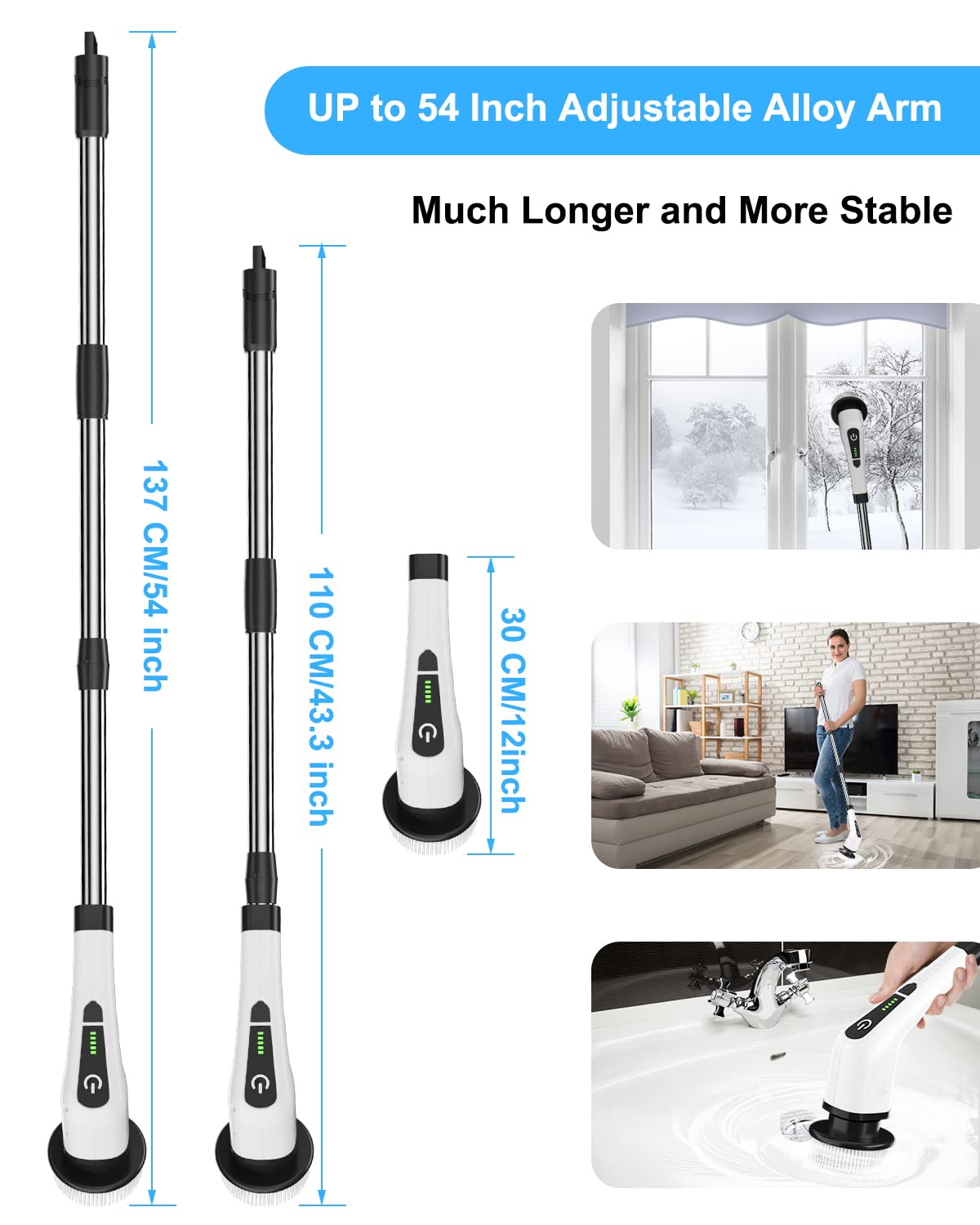 Leebein Electric Spin Scrubber, Cordless Cleaning Brush with 8 Replaceable Brush Heads, Tub and Floor Tile 360 Power Scrubber Dual Speed
