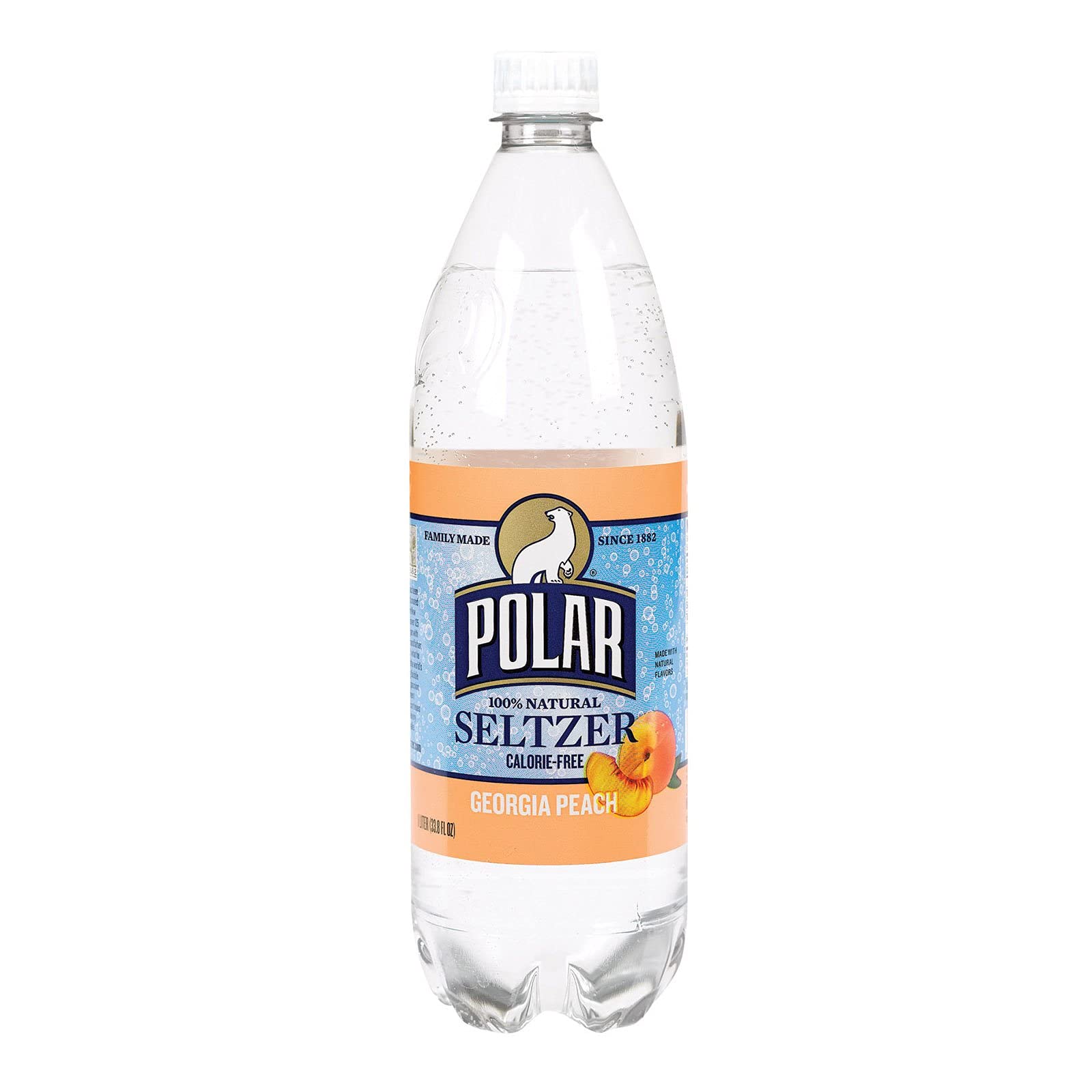 Polar Georgia Peach Seltzer 1 L Plastic Bottles - Pack of 12