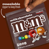 M&M'S Milk Chocolate Candy, Family Size, 18 oz Resealable Bulk Candy Bag