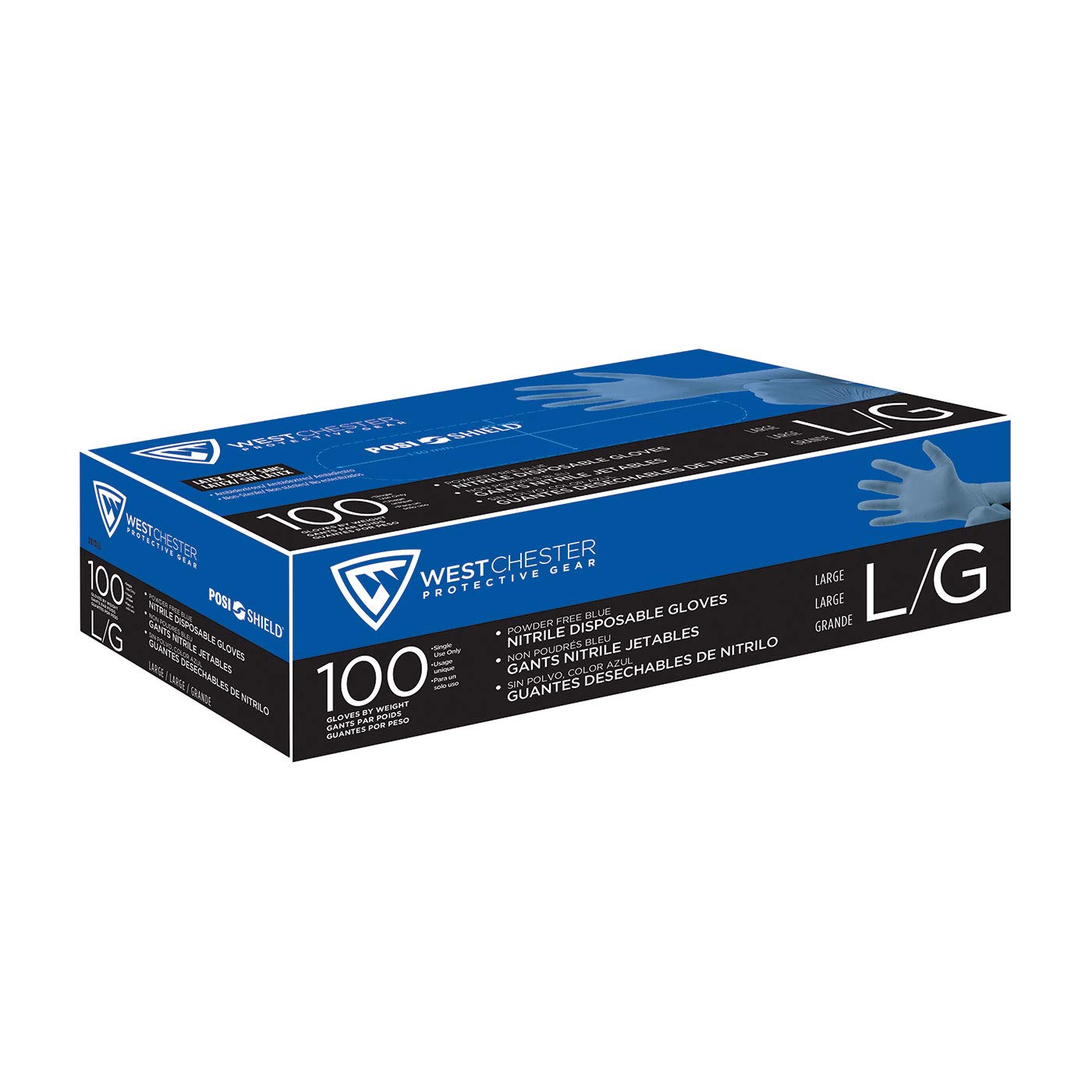 HGB West Chester Disposable Nitrile Glove, Powder Free with Textured Grip - 4 mil, Size X-Large, 100 ct.