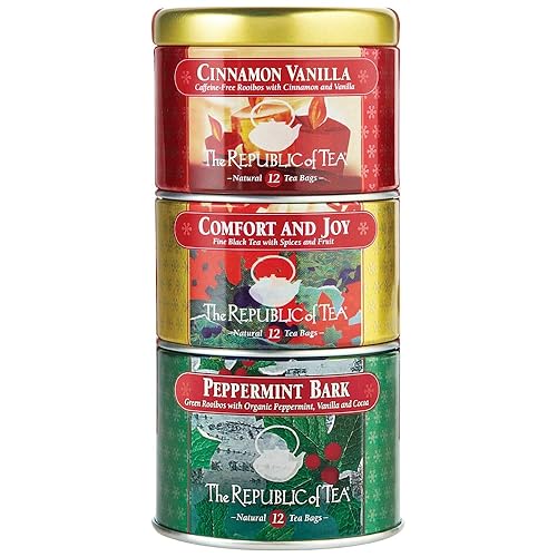 The Republic of Tea - Holiday Stackable Tea Tin, Seasonal Assortment, 36 Tea Bags