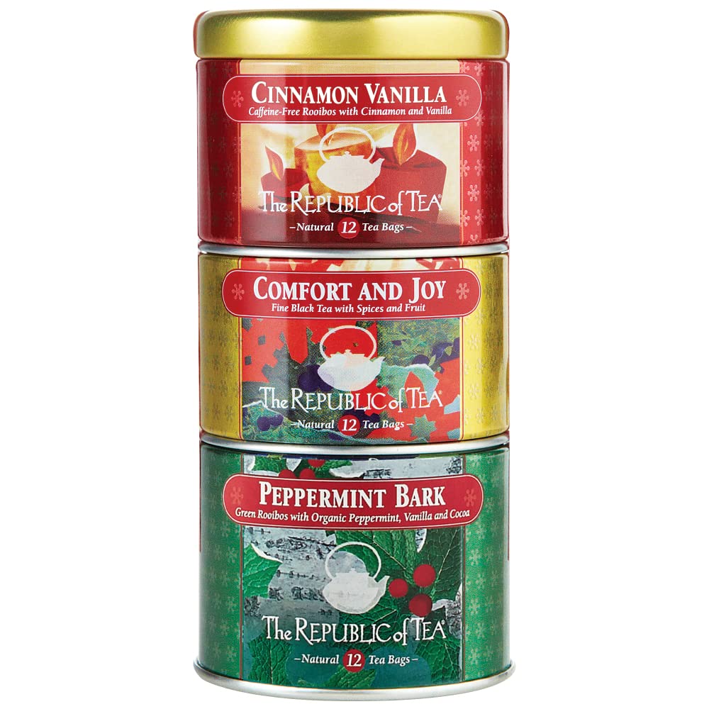 The Republic of Tea - Holiday Stackable Tea Tin, Seasonal Assortment, 36 Tea Bags