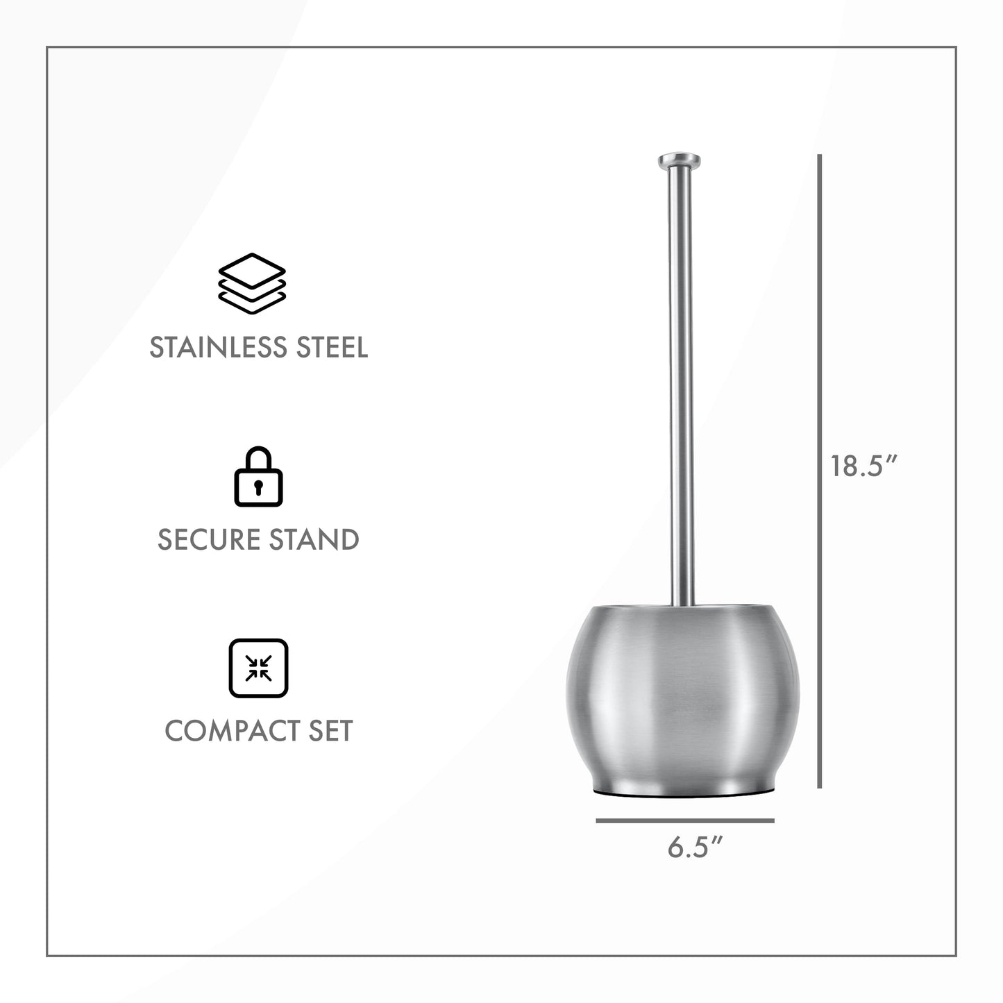 ToiletTree Products Stainless Steel Plunger - Heavy Duty Toilet Bowl Plunger with Holder for Bathroom Essentials and House Cleaning Tools - Stainless