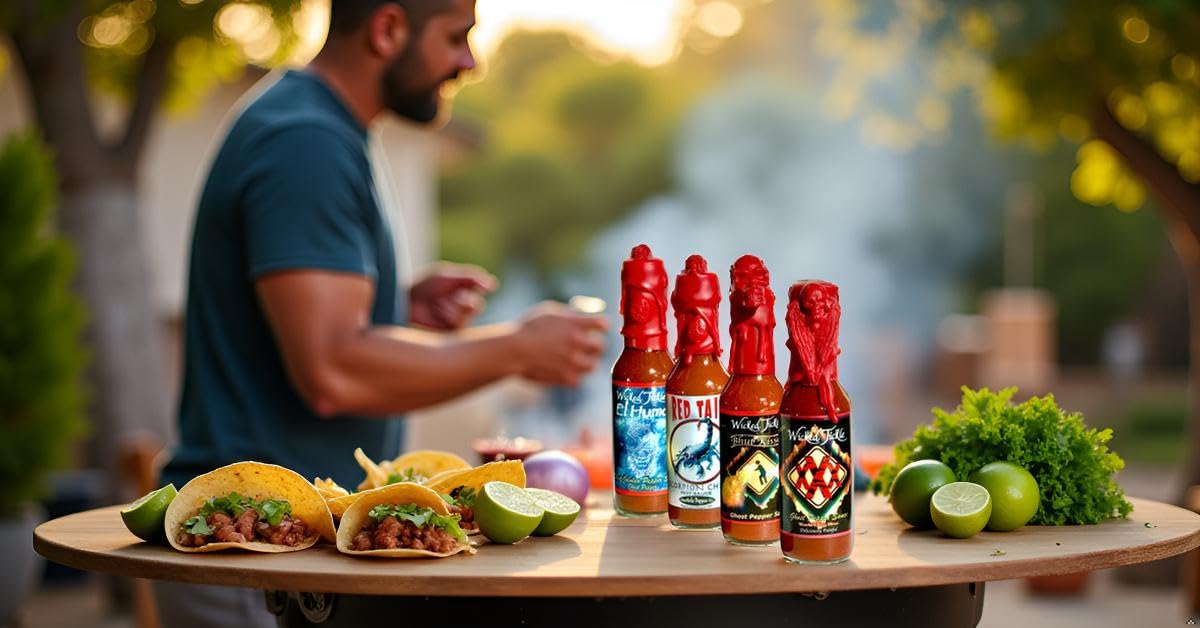 Wicked Tickle Hot Sauce Gift Set, 4 Pack - Ghost & Scorpion Sauces, 5 oz Bottles