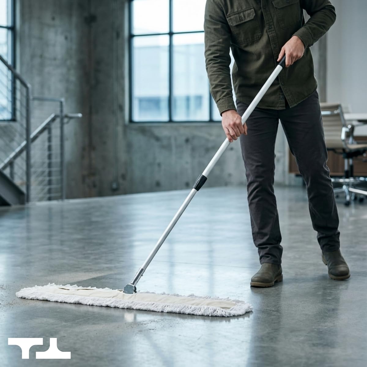 Tidy Tools Commercial Dust Mop - 24 Inch Floor Sweeper for Hardwood, Reusable Cotton Mop Head, Extendable Handle, Dry Mop for Floor Cleaning