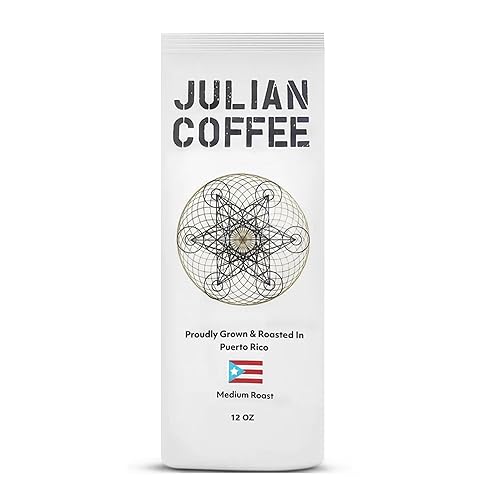 Julian Whole Bean Coffee, Specialty Grade Shade Grown Arabica. Single Origin From Puerto Rico. Medium Roast, Low Acid. 12oz.