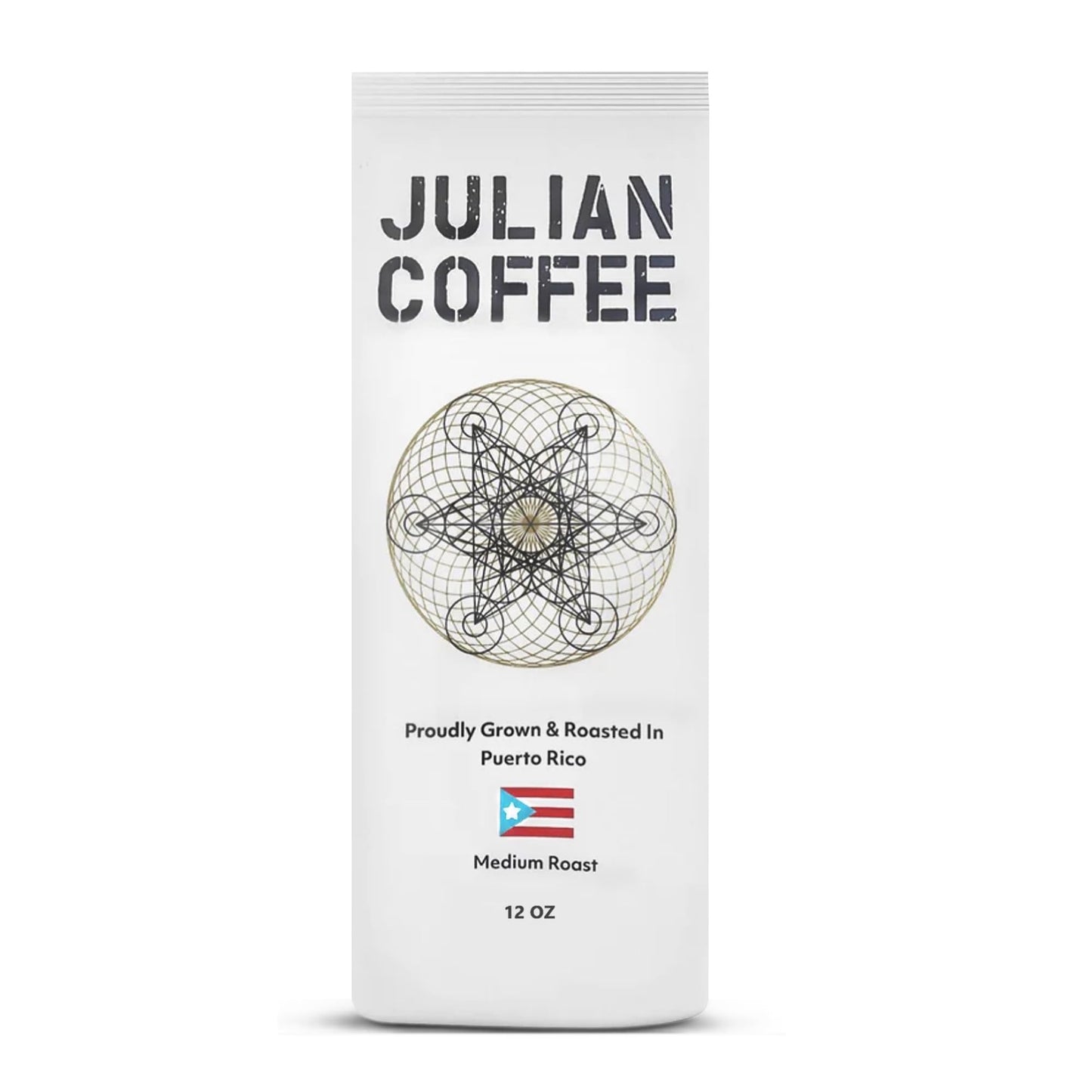 Julian Whole Bean Coffee, Specialty Grade Shade Grown Arabica. Single Origin From Puerto Rico. Medium Roast, Low Acid. 12oz.