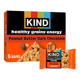 KIND Healthy Grains Energy Bars, Peanut Butter Dark Chocolate, Gluten Free, Healthy Snacks, 18g Whole Grains, 5 Count