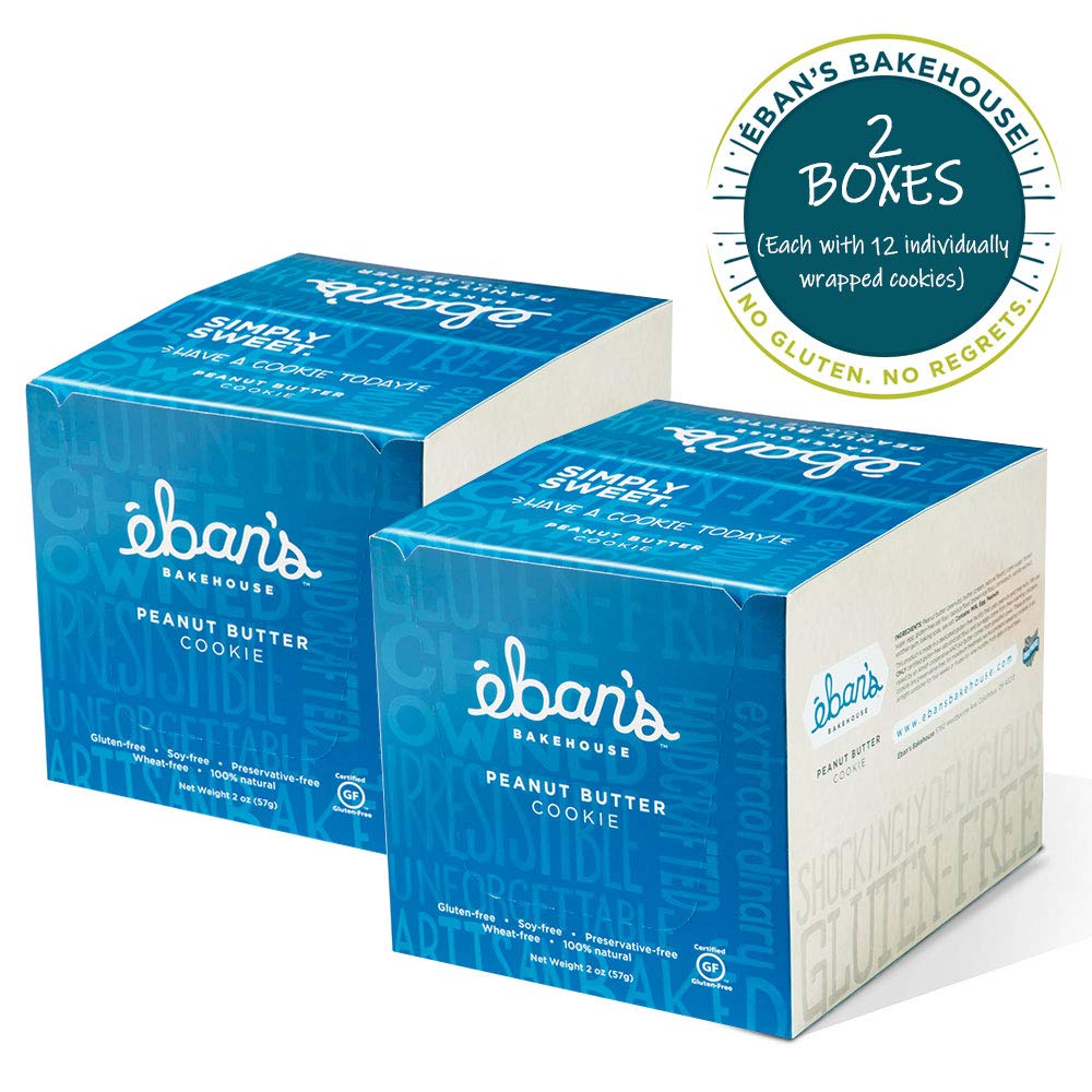 Eban’s Fresh Baked Gluten-Free Cookies - 24 Large Cookies (2 Boxes of 12) - Soft and Chewy, Individually Wrapped, Gourmet, Preservative Free, Non-GMO