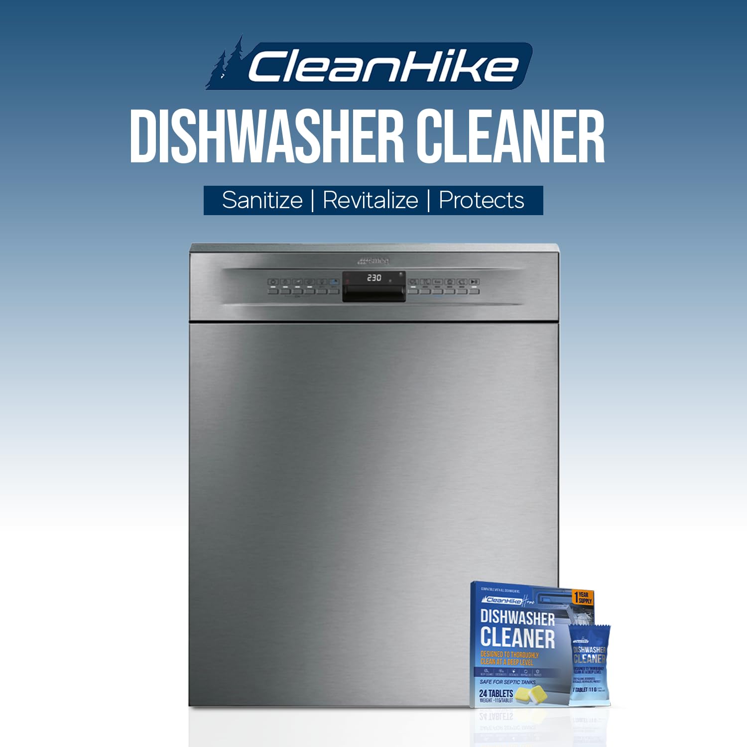 Dishwasher Cleaner Tablets - 24 Pack Dishwasher Cleaner and Deodorizer for Hard Water, Limescale, Calcium Buildup, Grease & Odors - Septic Safe Citric