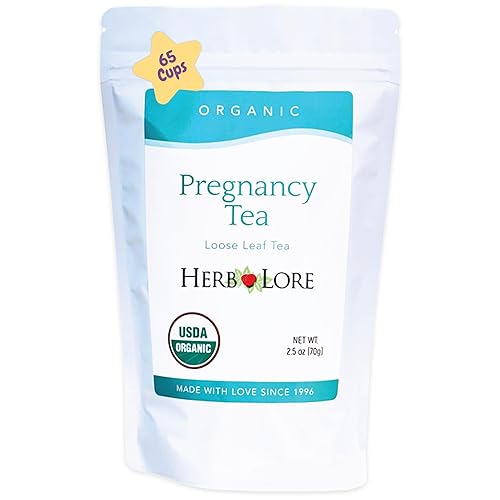 Herb Lore Organic Pregnancy Tea - 65 Servings Loose Leaf - Raspberry Leaf Tea for Pregnant Women - First Trimester Support & Third Trimster Labor Prep