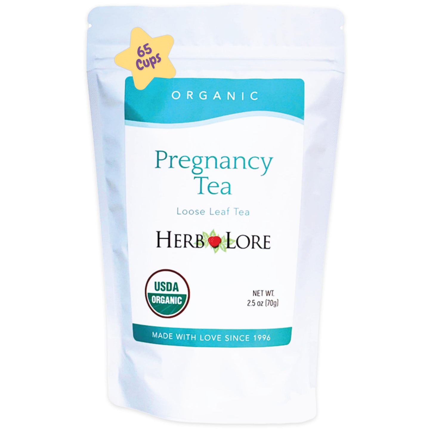 Herb Lore Organic Pregnancy Tea - 65 Servings Loose Leaf - Raspberry Leaf Tea for Pregnant Women - First Trimester Support & Third Trimster Labor Prep