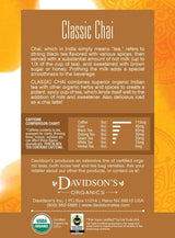 Davidson's Organics, Classic Chai, 8-count Tea Bags, Pack of 12