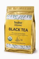 Organic Black Tea Plant-Based & Plastic-Free Tea Bags 60 Servings Premium Whole Leaf Loose Tea by Tealise