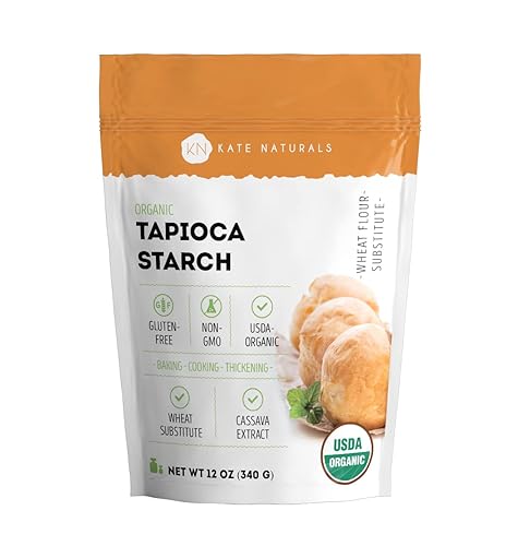Kate Naturals Tapioca Starch Flour for Baking, Cooking & Boba Pearls (12oz, Organic, Non-GMO, Gluten Free)