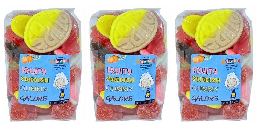 Swedish Fruity Candy with Bubs - Total wt. 36(Oz), Include: 3 pck of Swedish Fruity Candy Mix,