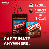 Kopiko Focus Coffee Candy - Have 80mg Caffeine per 2 Pieces for Energy & Mental Focus - Sugar-Free Hard Candy with Real Indonesian Coffee Extract (6