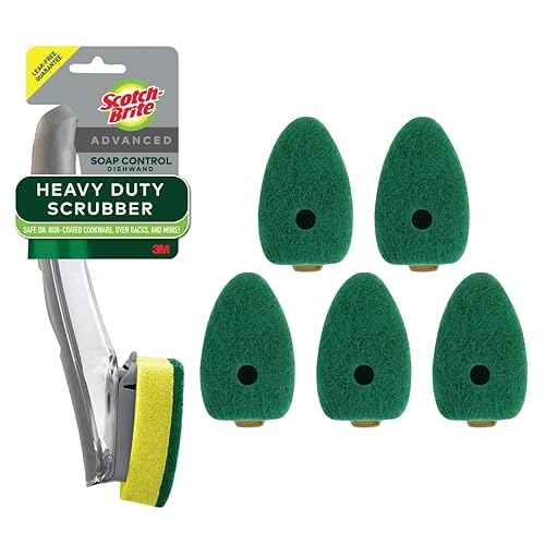Scotch-Brite Heavy Duty Advanced Soap Control Dishwand Kit, Includes 1 Wand & 5 Refill Pads, Control Soap With A Button, Keep Your Hands Out Of Dirty