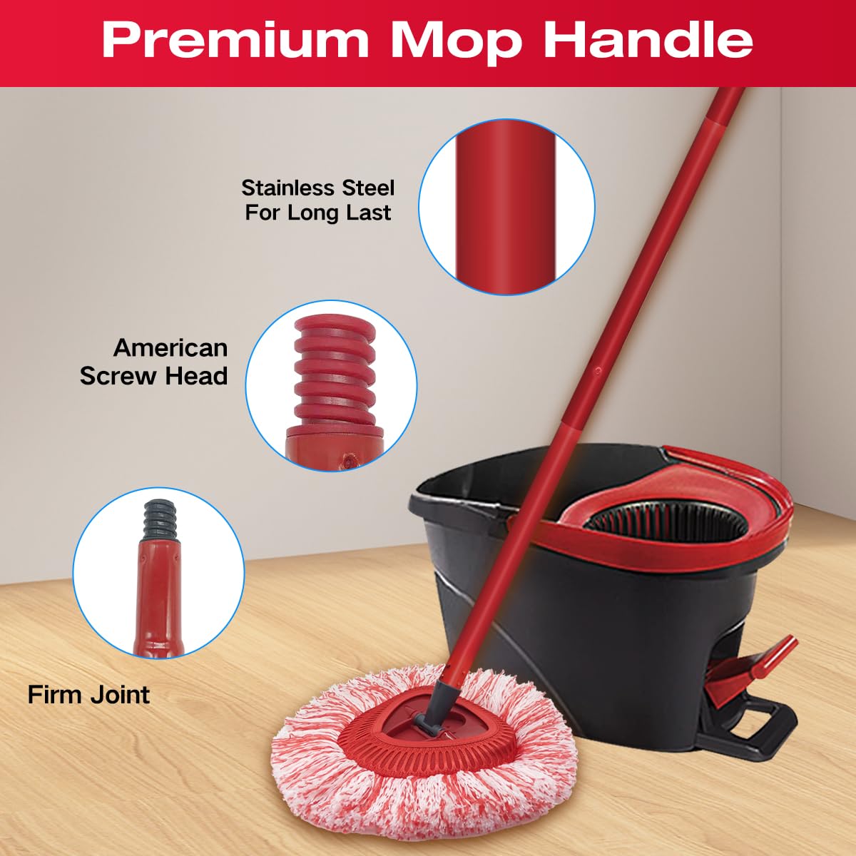 Spin Mop Cleaning kit Compatible with OCeda EasyWring Bucket System, 3 Replacement Mop Heads, 1 Handle, 1 Brush, 1 Cover, 1 Lavender Scented Cleaning