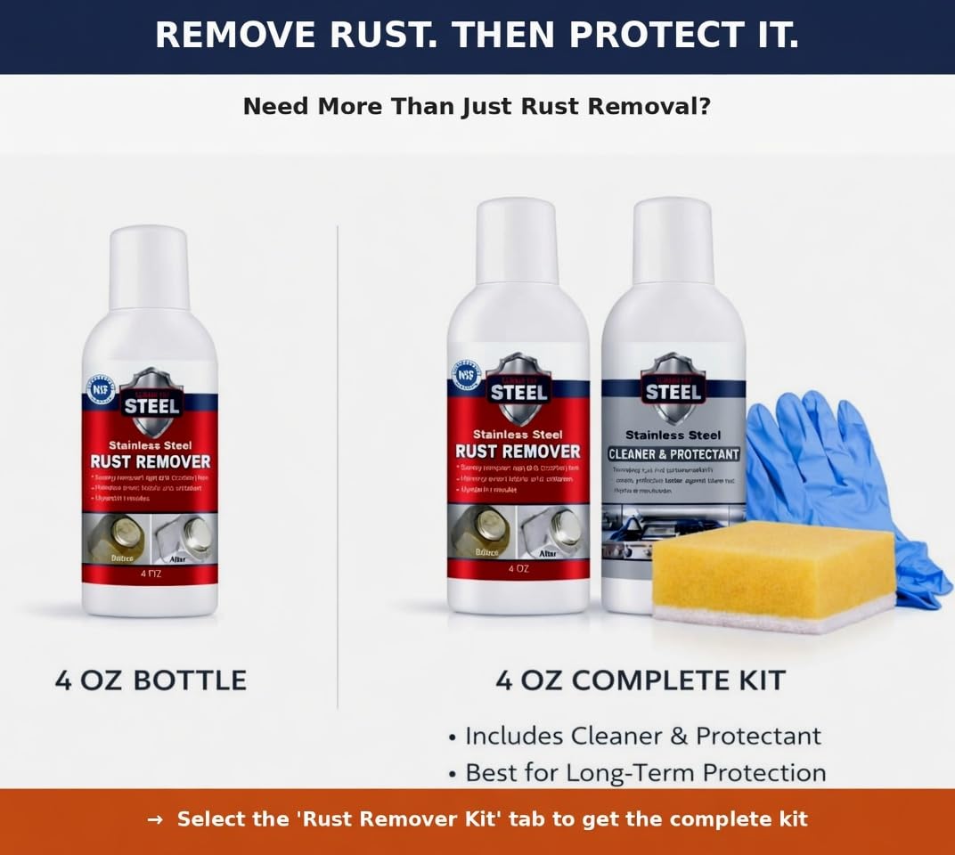 CLEAN MY STEEL Stainless Steel Rust Stain Remover Eraser Cleaner for Fridge, Outdoor BBQ Grill, from Metal Sink and Appliances, NSF Certified, Food