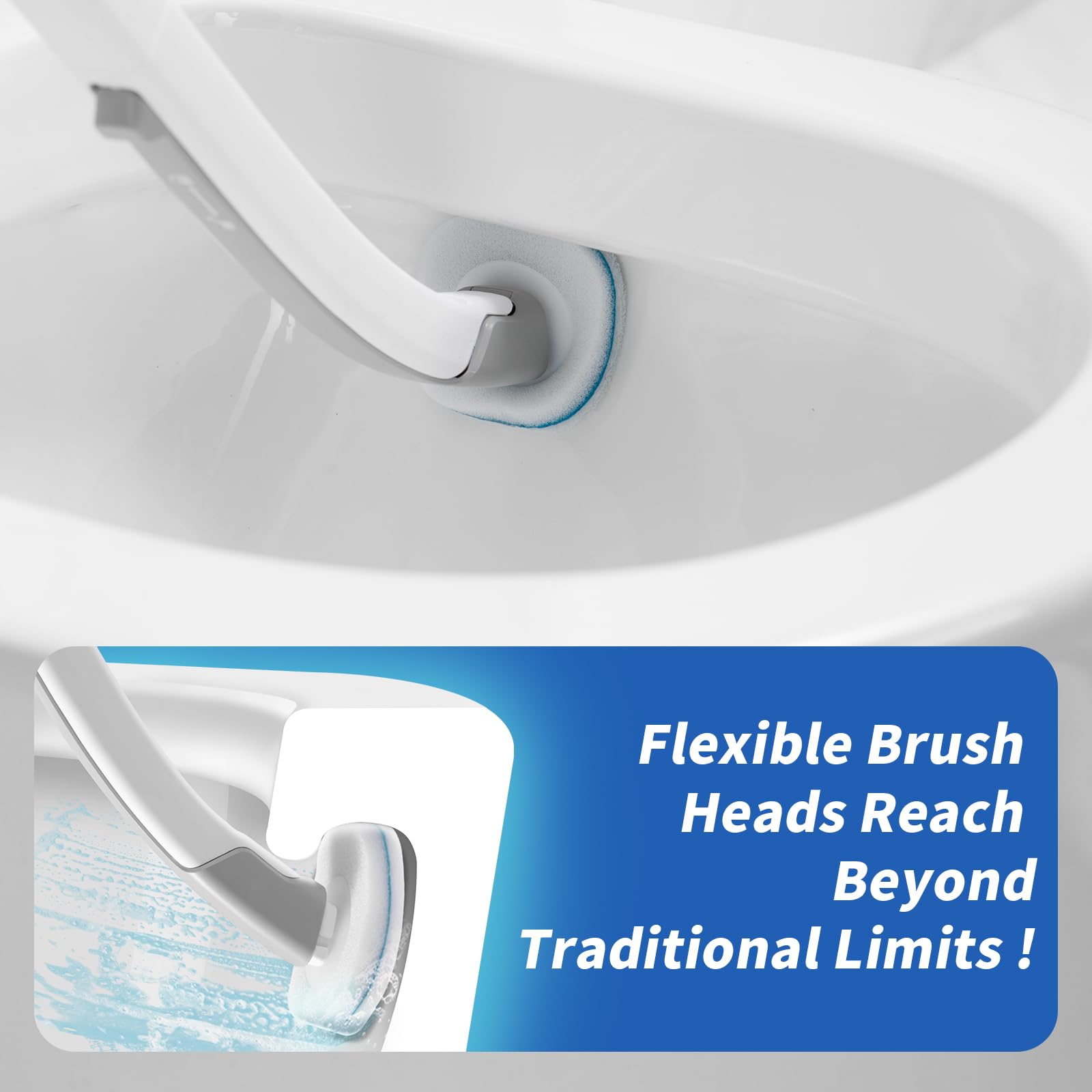 oshang Disposable Toilet Brush - Toilet Bowl Cleaner, Toilet Cleaning Supplies, Toilet Brush with Holder, 14 Refills for Deep Cleaning and Hygienic