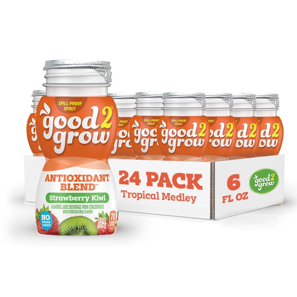 good2grow Strawberry Kiwi Flavored Antioxidant Blend Juice for Kids - Juice Bottles Bulk 24 Pack, Reusable Bottle, No Sugar Added - 6 fl oz, Pack