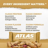 Atlas Real Food Protein Bar - 20g Protein, 11g Fiber, 1g Sugar, No Seed Oils, No Artificial Sweeteners (Salted Peanut Butter, 12 Count)