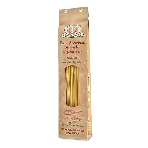 Rustichella d'Abruzzo Spaghettini - 500g Thin Italian Pasta with Signature Rough Texture for Perfect Al Dente - Ideal for Clams & Olive Oil Sauces