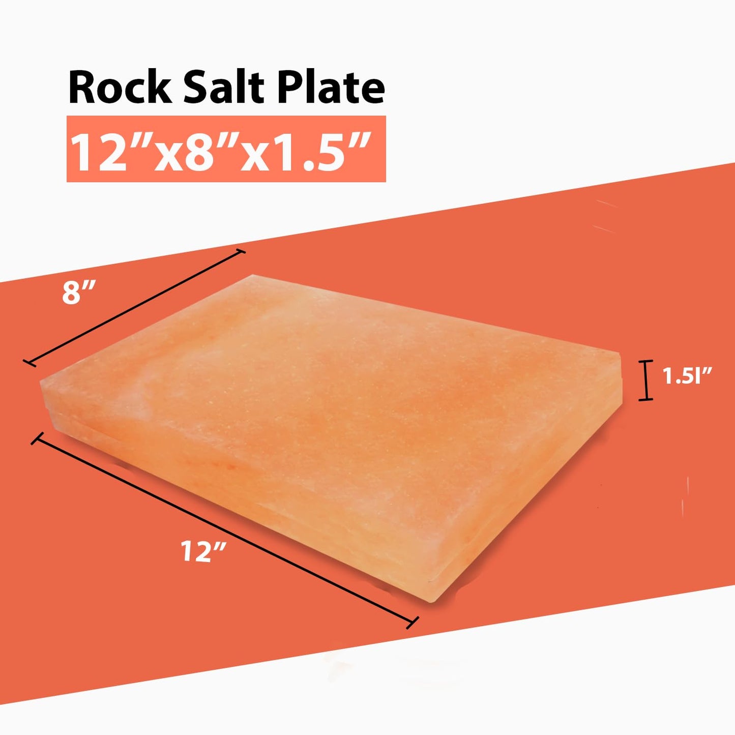 ZK Himalayan Salt Cooking Block 12x8x1.5” with Steel Tray, Food Grade Rock Salt Plate for Grilling, Cutting and Serving, Salt Slab a Unique Gift