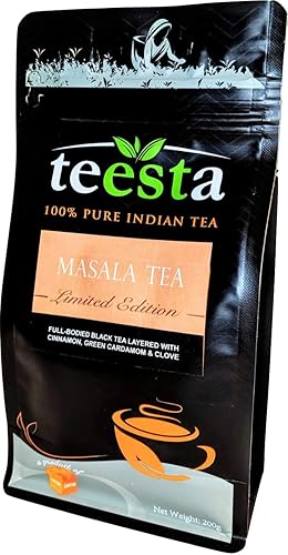 TEESTA - Original Indian Spiced Masala Chai | 7.06oz / 200gm / 90cups | Loose leaf chai tea | 100% Natural spices, No added flavoring & High Energy
