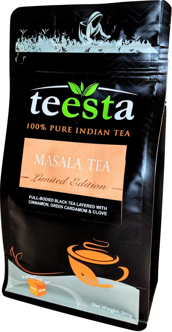 TEESTA - Original Indian Spiced Masala Chai | 7.06oz / 200gm / 90cups | Loose leaf chai tea | 100% Natural spices, No added flavoring & High Energy
