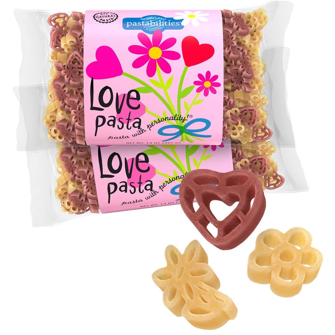 Pastabilities Fun Shaped Pasta for Kids - Love Pasta - Hearts and Flowers for Valentines Fun Theme, Non-GMO Natural Wheat Pasta, All-Natural, Kosher