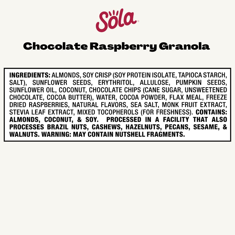 SOLA Granola, Low Carbs, Gluten free (Chocolate Raspberry, 11 Ounce (Pack of 1))
