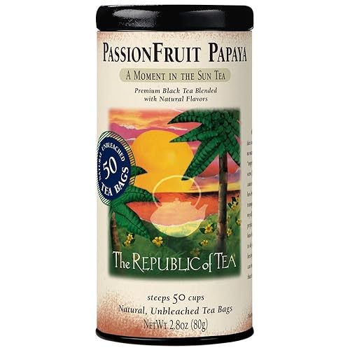 The Republic of Tea - PassionFruit Papaya Black Tea Bags, Naturally Caffeinated, 50 Servings