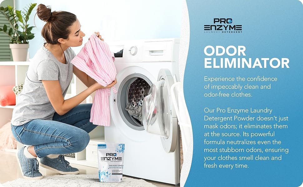 Pro-Enzyme Laundry Detergent Powder, Non-Irritating Professional Strength Natural Active Enzymes - Powerful Sweat, Odor & Stain Remover