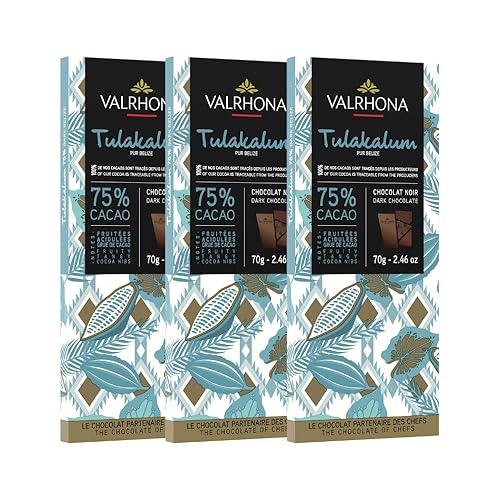 Valrhona Premium Dark Chocolate TULAKALUM 75% Cacao Tasting Bars-Single Origin Belize Gourmet French Chocolate Perfect for Baking & Frostings