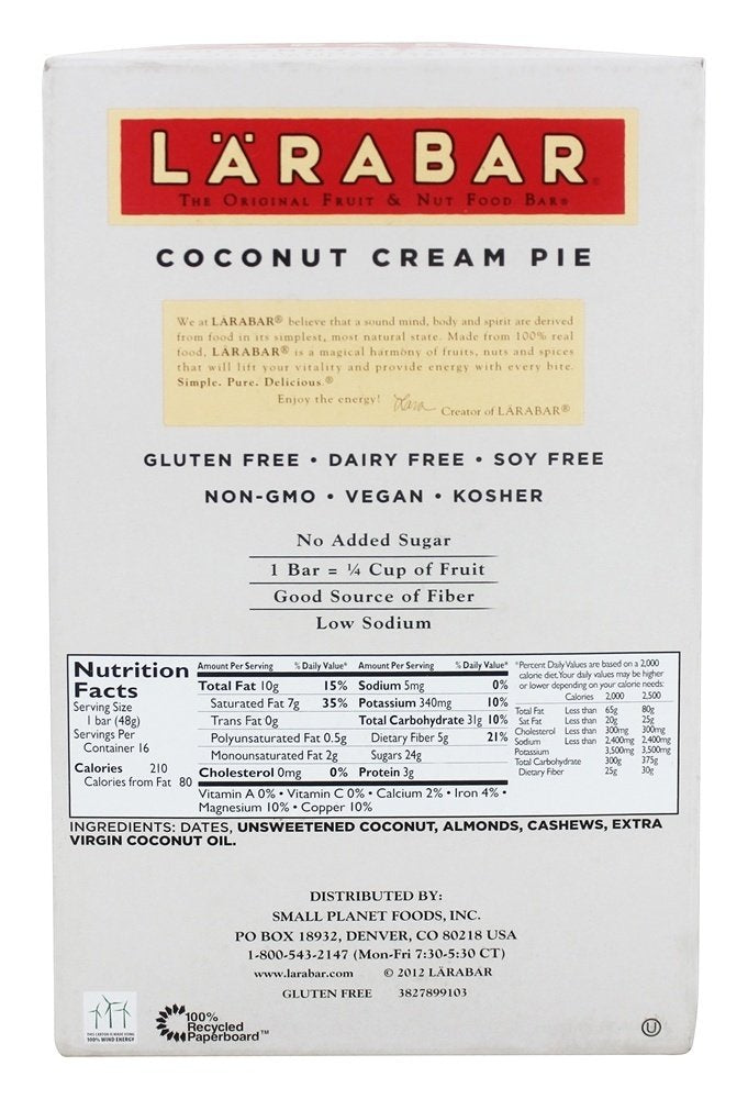 LARABAR Fruit & Nut Food Bars - Coconut Cream - 1.7 oz - 16 ct