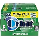 ORBIT Gum Spearmint Sugar Free Chewing Gum Individually Wrapped, Mint, Mega Packs, 6 Count, 180 Piece Bulk Box