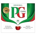 PG Tips Black Tea Bags Non-Pyramid, 80 Count (Pack of 1)