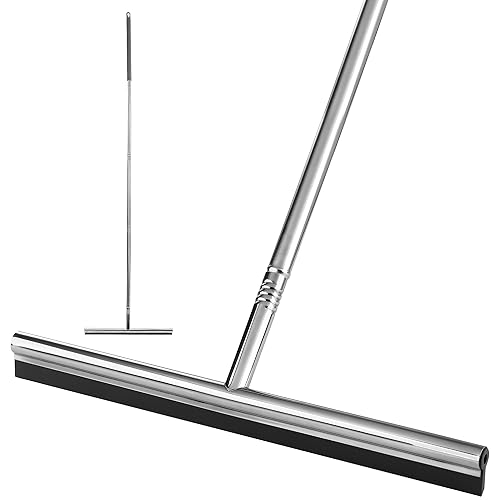 Eahwey Professional Heavy-Duty Floor Squeegee, 15" Wide Silicone Blade & 19"-59" Adjustable Pole, for Garage Floor, Driveway, Tile & Patio