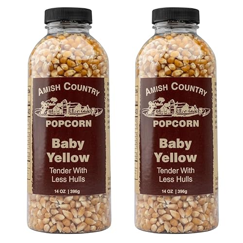 Amish Country Popcorn | 2-14 oz Bottles | Baby Yellow Popcorn Kernels | Old Fashioned, Non-GMO and Gluten Free (2-14 oz Bottles)