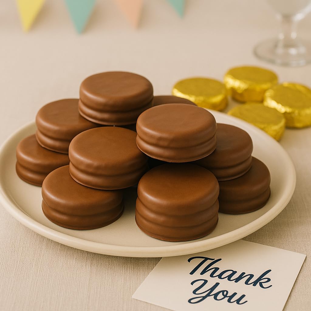 Chocolate Covered Sandwich Cookies 50 Count Individually Wrapped in Gold Foil Premium Hand-Dipped Bulk Pack for Gifts, Weddings, Events & Corporate