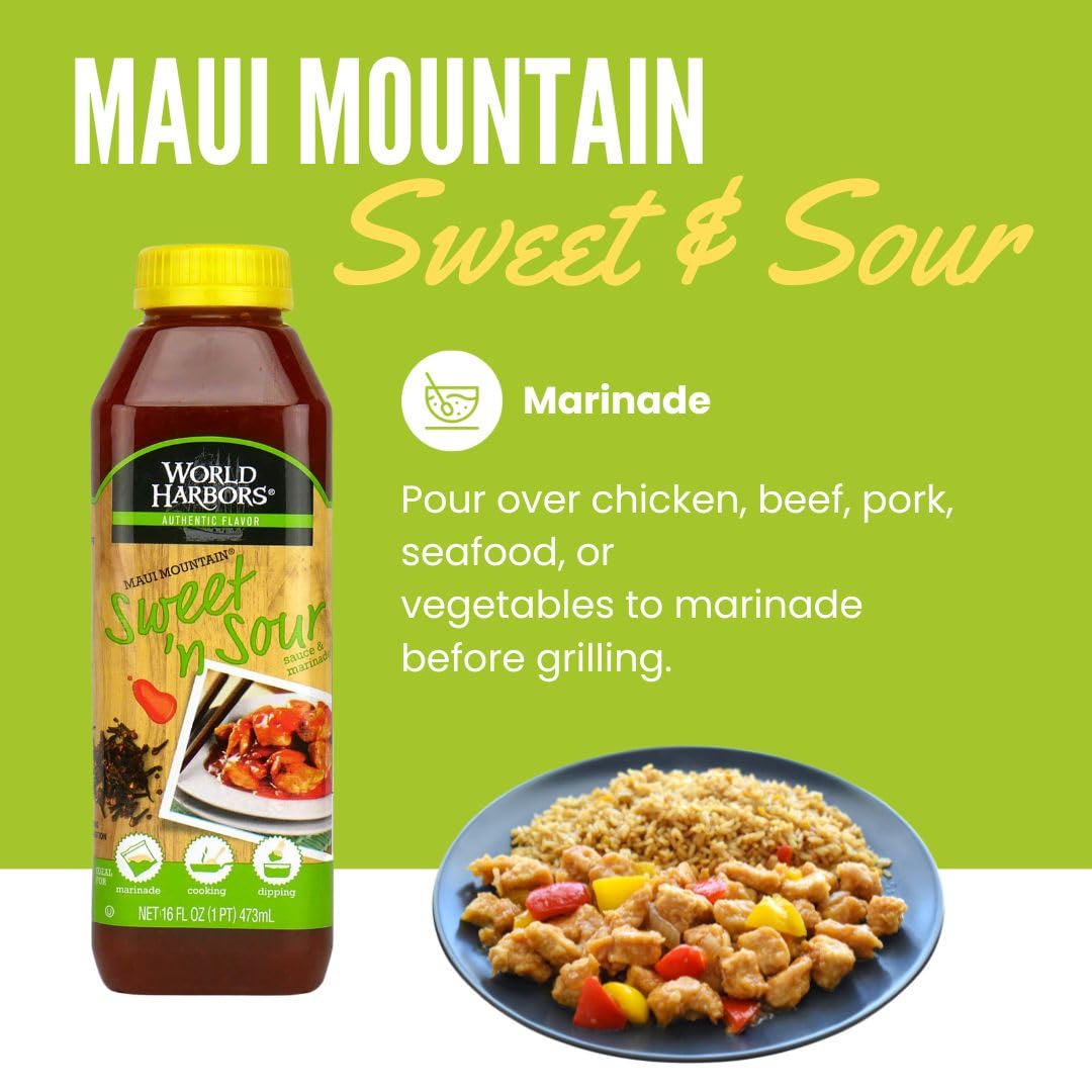 World Harbors Maui Sweet and Sour Sauce - Hawaii Style Perfect for Dipping, Dumplings, Chicken Nuggets, Various Meats Including Beef, Pork, Seafood