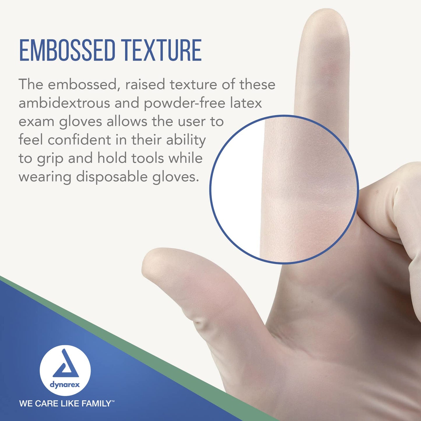 Dynarex AccuTouch Disposable Latex Exam Gloves, Powder-Free, For Sensitive Hands with Textured Palms, Bisque, Extra-Small, 1 Box of 100