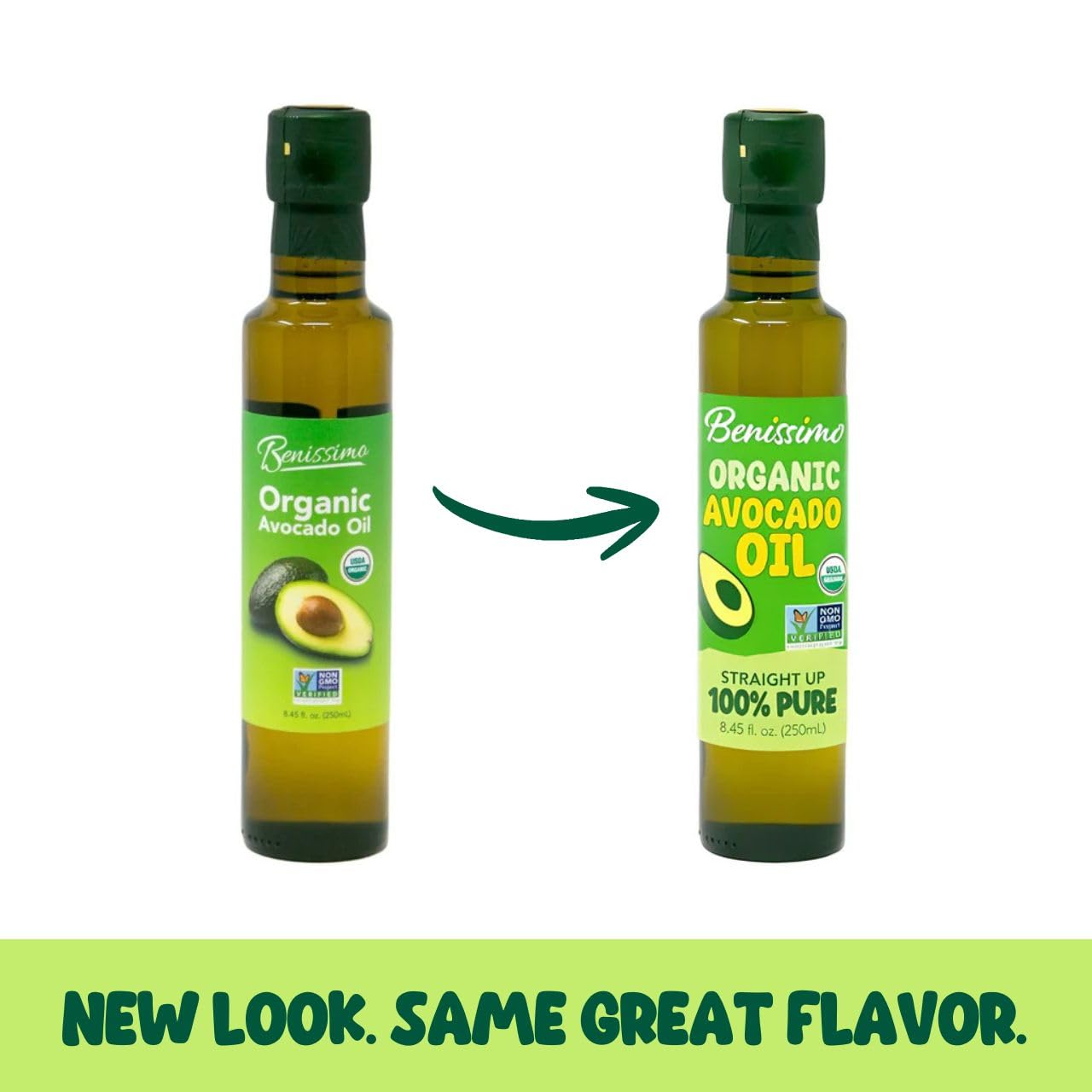 Benissimo Organic Avocado Oil, 8.45 Fl Oz · Cold-Pressed, USDA Organic, Non-GMO, Allergen-Free Premium Cooking Oil for Sautéing, Roasting, Baking
