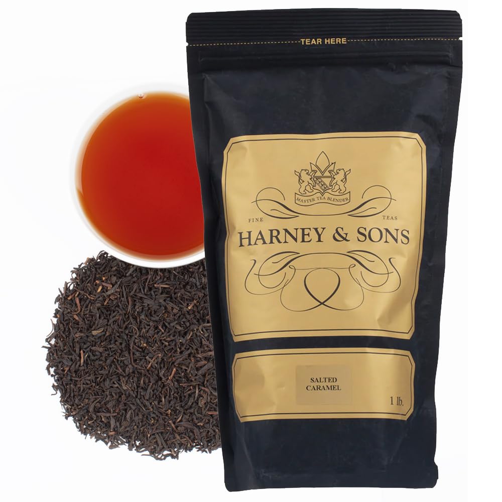 Harney & Sons Salted Caramel Loose Leaf Black Tea - Caramel Vanilla Flavored Tea with Himalayan Salt, 16 oz Bag