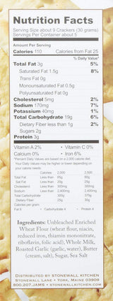 Stonewall Kitchen Roasted Garlic Crackers, 5 Ounces