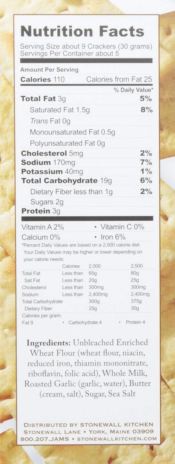 Stonewall Kitchen Roasted Garlic Crackers, 5 Ounces